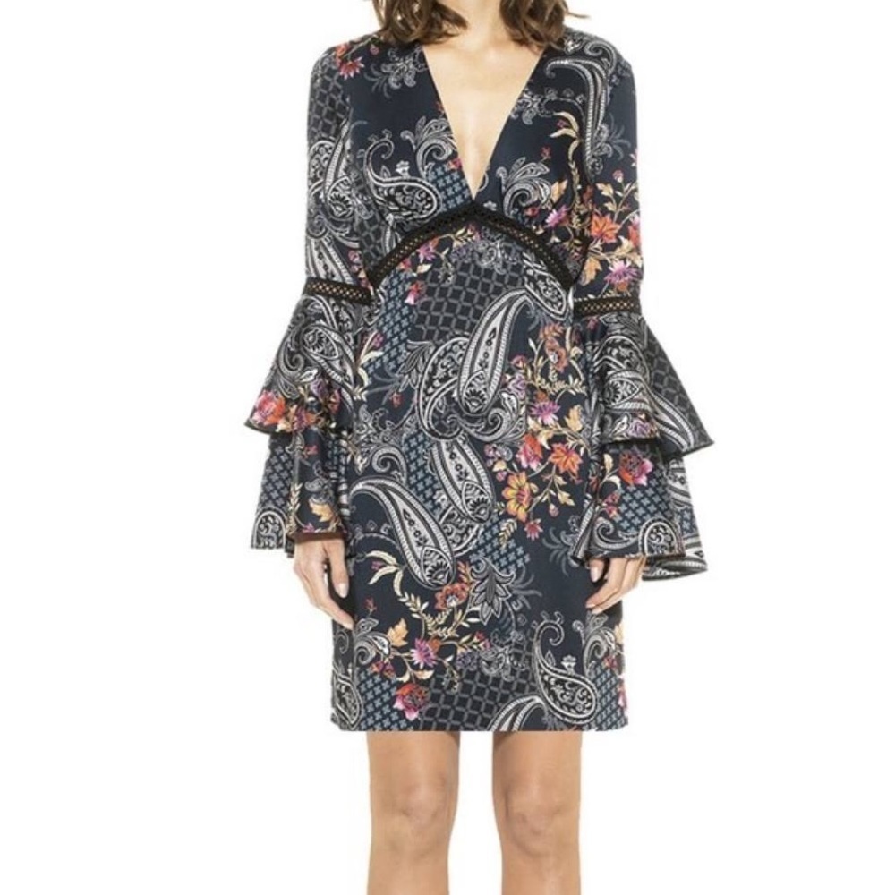 Alexia Admor Amy Flare Floral Paisley BellSleeve Dress
